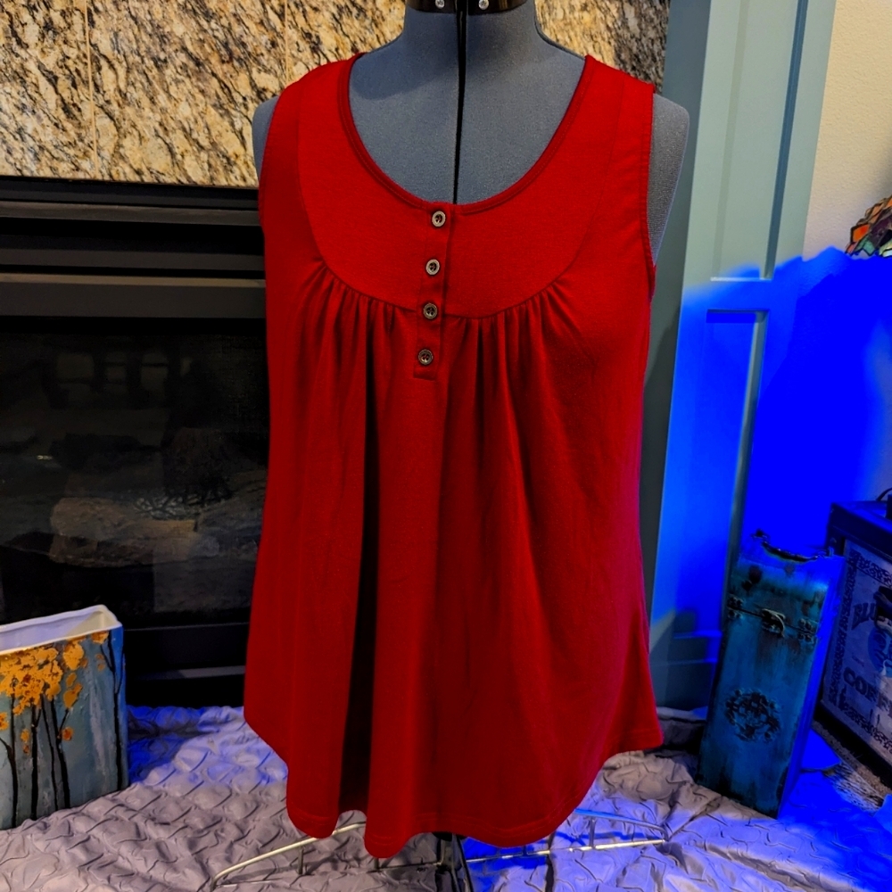 Crimson flowing tunic tank - L